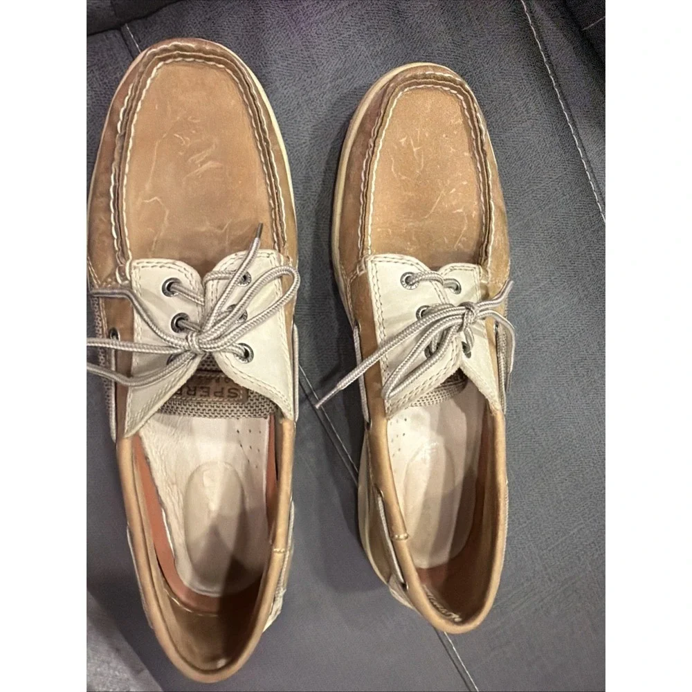 Sperry Top-Sider Billfish 3-Eye Mens 14M Tan Beige Leather Boat Shoes 0799023